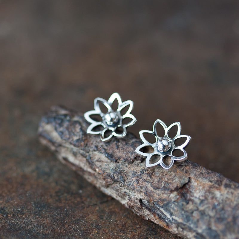 Lotus Flower Studs, 10mm - jewelry by CookOnStrike
