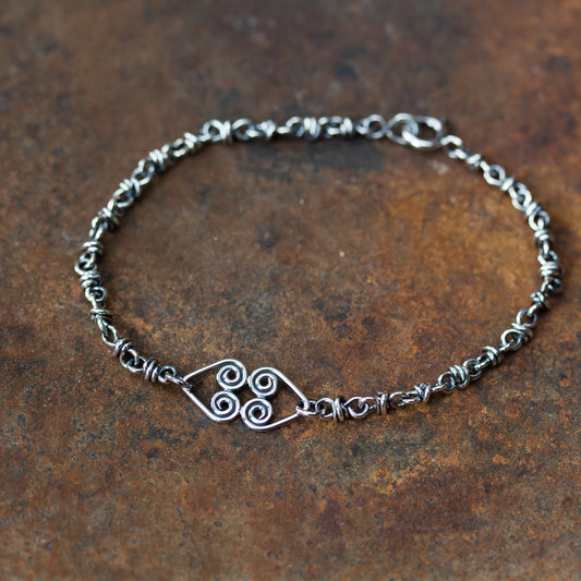 Silver Chain Bracelet With Celtic Hearts Ornament - jewelry by CookOnStrike
