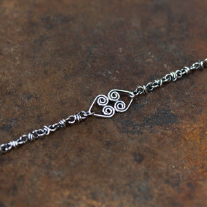 Silver Chain Bracelet With Celtic Hearts Ornament - jewelry by CookOnStrike
