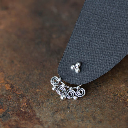 Celtic Style Ear Jackets with Mini Spirals, Sterling Silver - jewelry by CookOnStrike