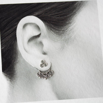 Celtic Style Ear Jackets with Mini Spirals, Sterling Silver - jewelry by CookOnStrike