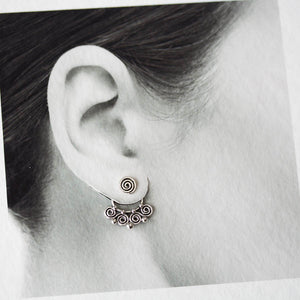 Celtic Style Ear Jackets with Mini Spirals, Sterling Silver - jewelry by CookOnStrike