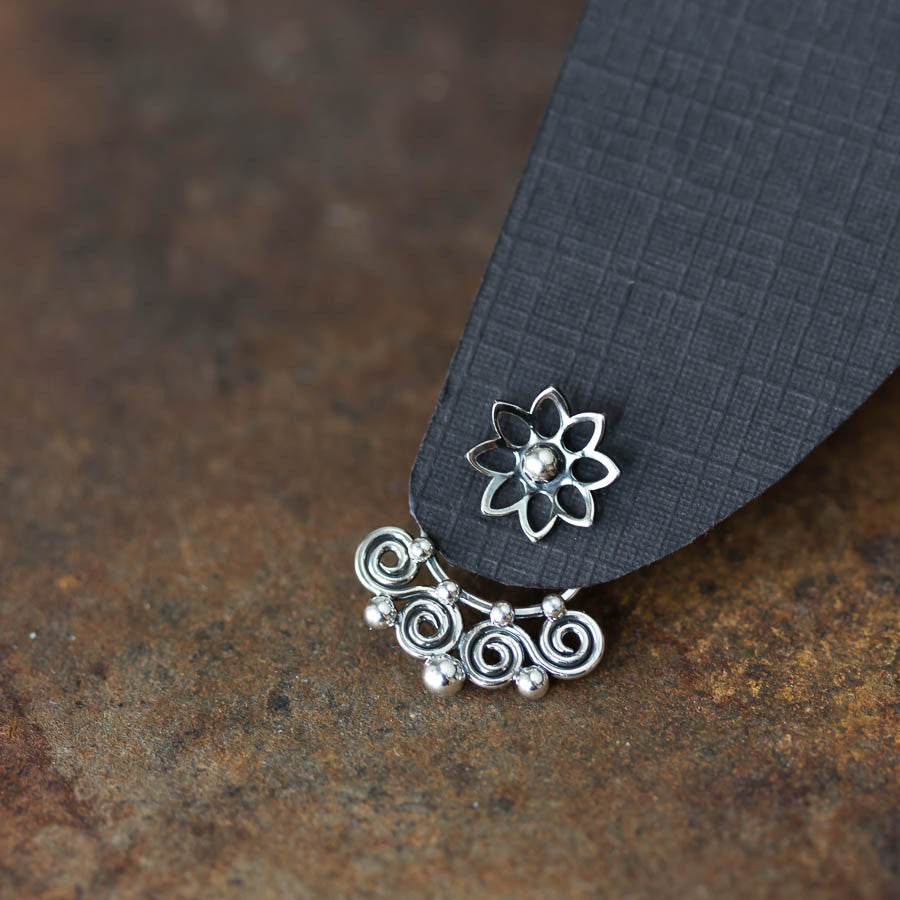 Celtic Style Ear Jackets with Mini Spirals, Sterling Silver - jewelry by CookOnStrike