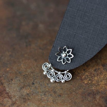 Celtic Style Ear Jackets with Mini Spirals, Sterling Silver - jewelry by CookOnStrike