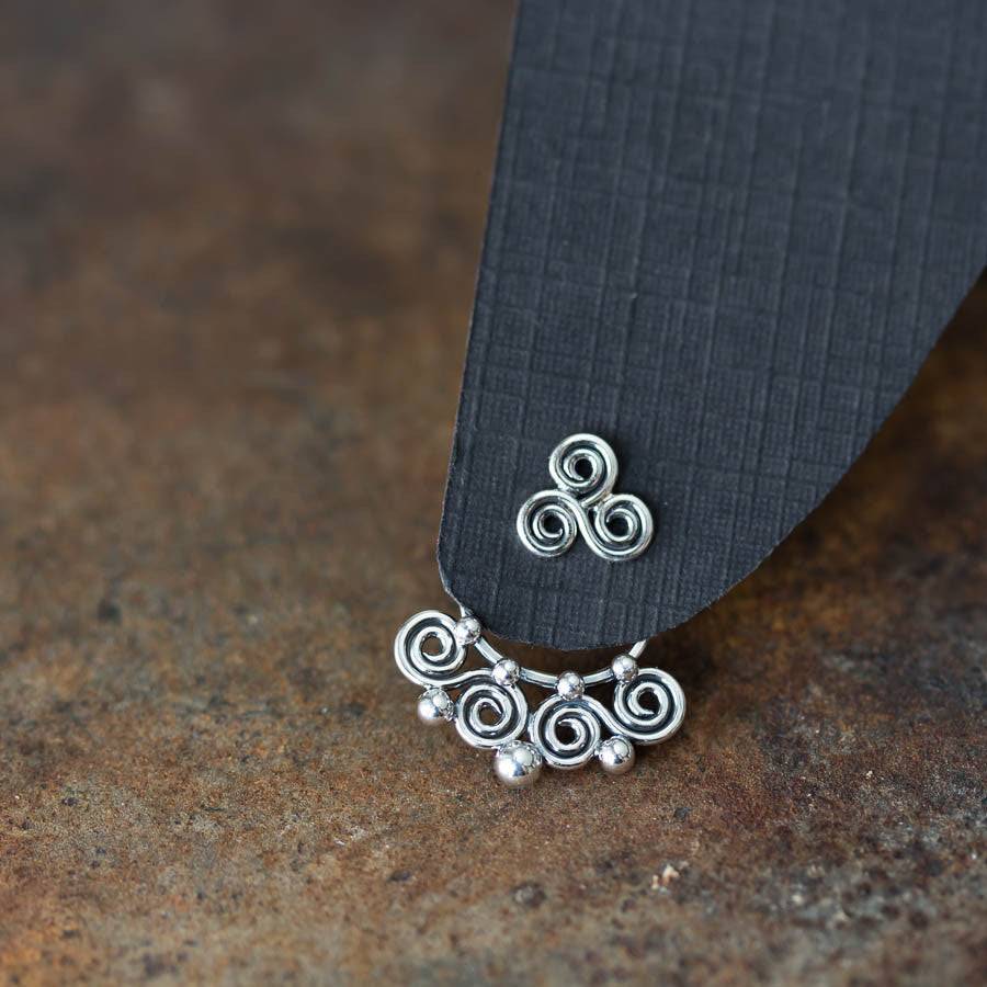 Celtic Style Ear Jackets with Mini Spirals, Sterling Silver - jewelry by CookOnStrike
