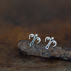 Unusual stud earrings, abstract silver ornament - jewelry by CookOnStrike