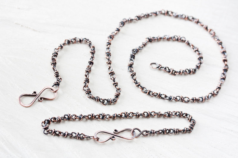 Copper Jewelry SET: Handmade Copper Chain Necklace and Bracelet - jewelry by CookOnStrike