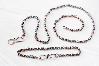 Copper Jewelry SET: Handmade Copper Chain Necklace and Bracelet - jewelry by CookOnStrike
