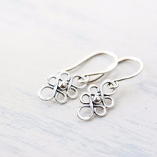 Load image into Gallery viewer, Dainty Handcrafted Silver Earrings, Tiny short sterling silver filigree dangles - jewelry by CookOnStrike