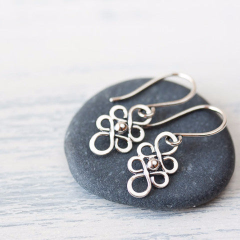 Dainty Handcrafted Silver Earrings, Tiny short sterling silver filigree dangles - jewelry by CookOnStrike