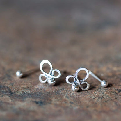 Abstract Double Piercing Earring Set, Sterling silver studs - jewelry by CookOnStrike