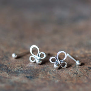 Abstract Double Piercing Earring Set, Sterling silver studs - jewelry by CookOnStrike