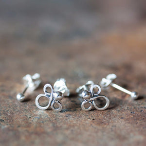 Abstract Double Piercing Earring Set, Sterling silver studs - jewelry by CookOnStrike