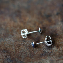 Load image into Gallery viewer, Very Tiny 4mm Round Layered Disc Studs, Teeny Tiny Minimalist Sterling Silver Stud Earrings - jewelry by CookOnStrike