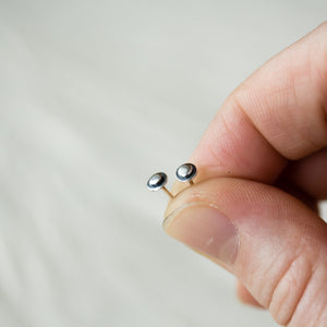 Very Tiny 4mm Round Layered Disc Studs, Teeny Tiny Minimalist Sterling Silver Stud Earrings - jewelry by CookOnStrike