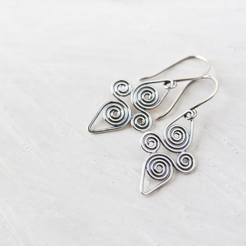 Interconnected Celtic spiral earrings, Handcrafted Small Silver Earrings - jewelry by CookOnStrike