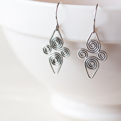 Interconnected Celtic spiral earrings, Handcrafted Small Silver Earrings - jewelry by CookOnStrike