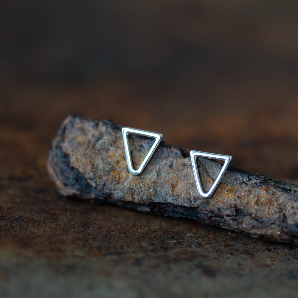 Minimalist Inverted Triangle Stud Earrings, Sterling Silver - jewelry by CookOnStrike