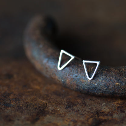 Minimalist Inverted Triangle Stud Earrings, Sterling Silver - jewelry by CookOnStrike