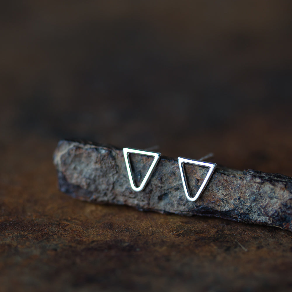 Minimalist Inverted Triangle Stud Earrings, Sterling Silver - jewelry by CookOnStrike