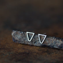 Load image into Gallery viewer, Minimalist Inverted Triangle Stud Earrings, Sterling Silver - jewelry by CookOnStrike
