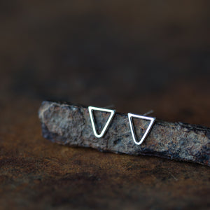 Minimalist Inverted Triangle Stud Earrings, Sterling Silver - jewelry by CookOnStrike
