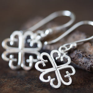 Unique Handcrafted Four Leaf Clover Earrings, Lucky Shamrock Charm - jewelry by CookOnStrike