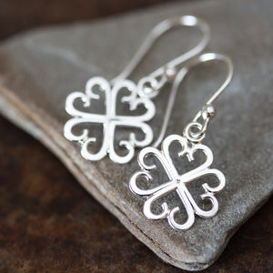 Unique Handcrafted Four Leaf Clover Earrings, Lucky Shamrock Charm - jewelry by CookOnStrike