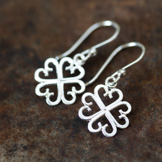 Unique Handcrafted Four Leaf Clover Earrings, Lucky Shamrock Charm - jewelry by CookOnStrike