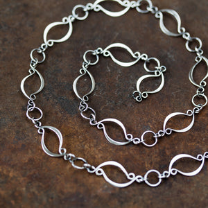 Elegant Marquise Link Chain Necklace, Sterling Silver - jewelry by CookOnStrike
