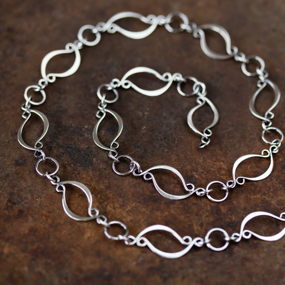Elegant Marquise Link Chain Necklace, Sterling Silver - jewelry by CookOnStrike