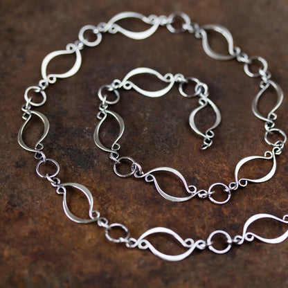 Elegant Marquise Link Chain Necklace, Sterling Silver - jewelry by CookOnStrike