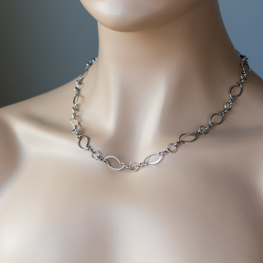 Elegant Marquise Link Chain Necklace, Sterling Silver - jewelry by CookOnStrike