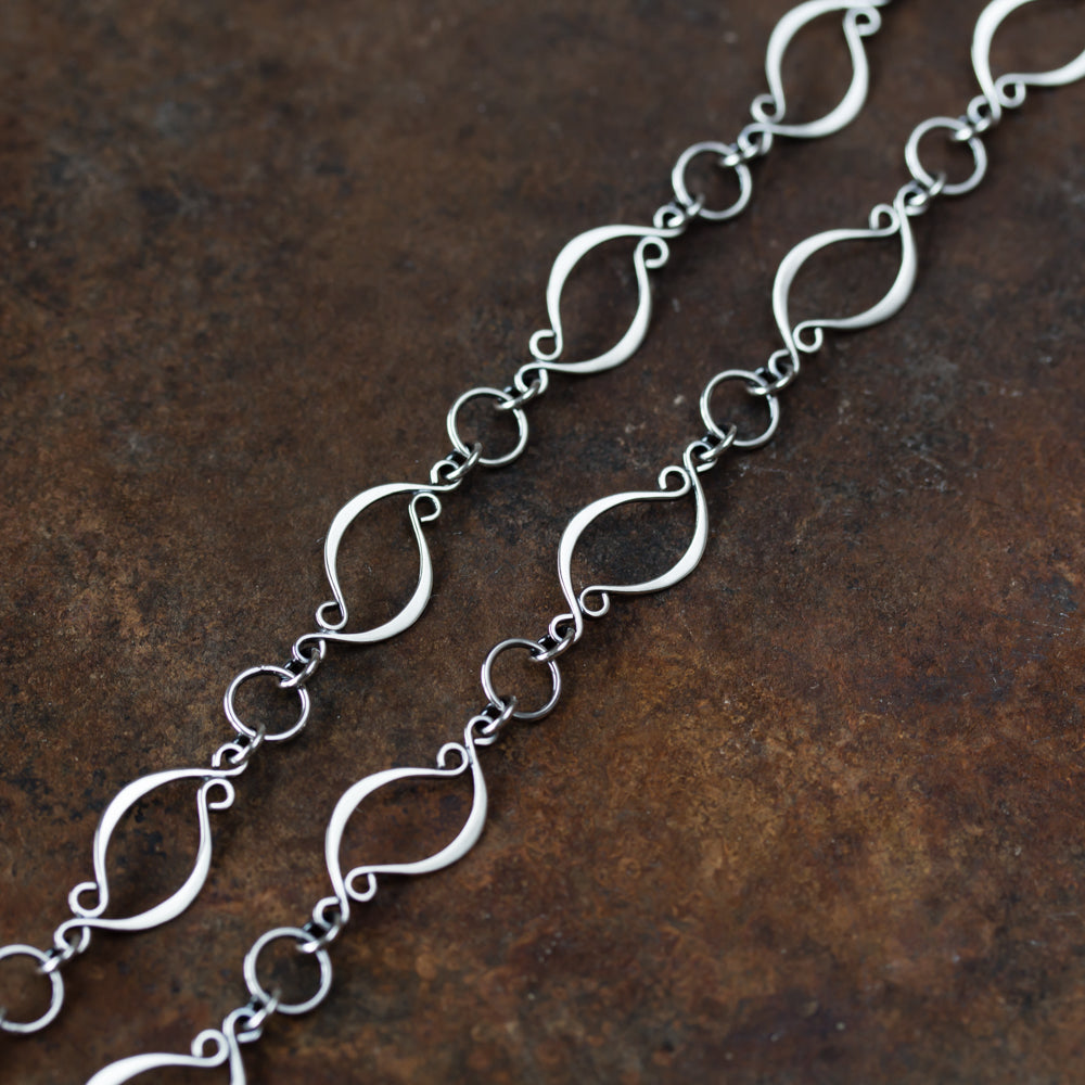 Elegant Marquise Link Chain Necklace, Sterling Silver - jewelry by CookOnStrike