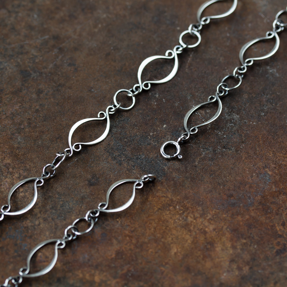 Elegant Marquise Link Chain Necklace, Sterling Silver - jewelry by CookOnStrike