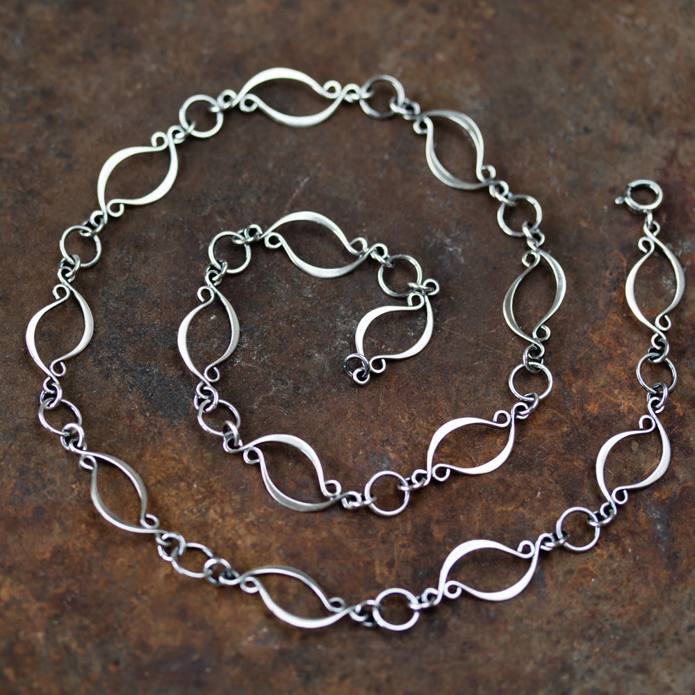 Elegant Marquise Link Chain Necklace, Sterling Silver - jewelry by CookOnStrike