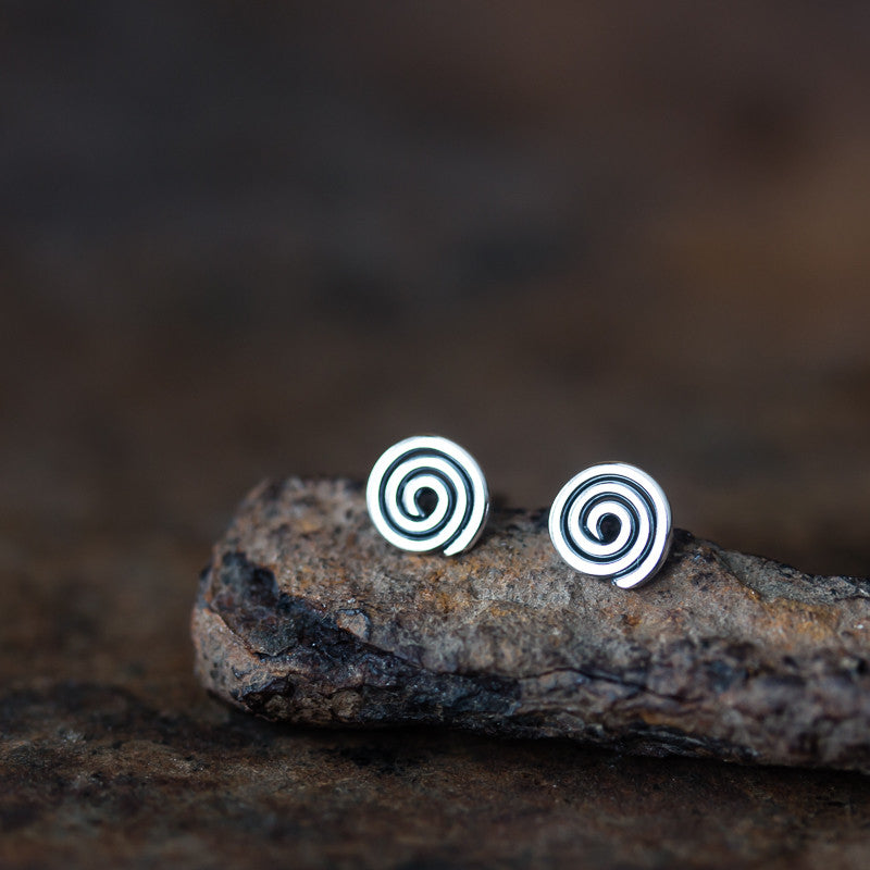 Tiny Celtic Spiral Stud Earrings - jewelry by CookOnStrike