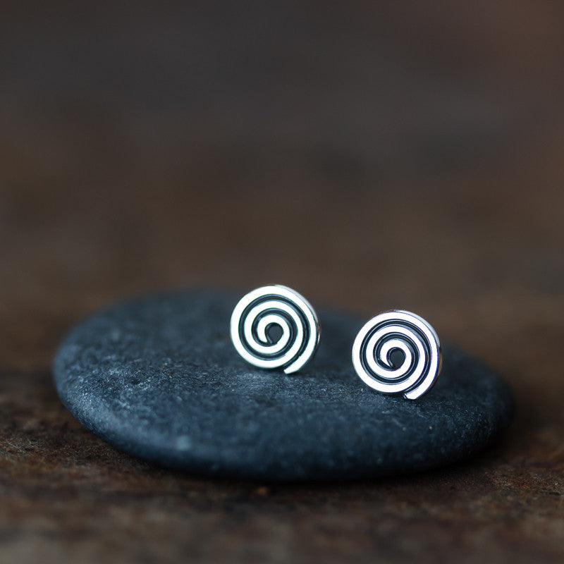 Tiny Celtic Spiral Stud Earrings - jewelry by CookOnStrike