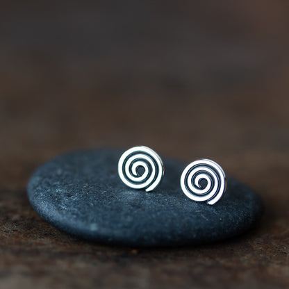 Tiny Celtic Spiral Stud Earrings - jewelry by CookOnStrike