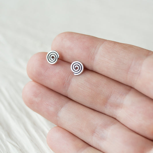Tiny Celtic Spiral Stud Earrings - jewelry by CookOnStrike