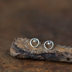 Mini Circle With A Dot, Unisex Stud Earrings - jewelry by CookOnStrike