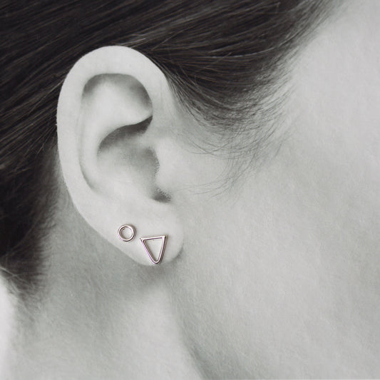 Geometric Double Piercing Earring Set, Triangle plus Circle - jewelry by CookOnStrike