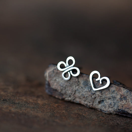 Love and Luck - Tiny Mismatched Stud Earrings - jewelry by CookOnStrike