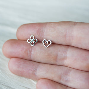 Love and Luck - Tiny Mismatched Stud Earrings - jewelry by CookOnStrike