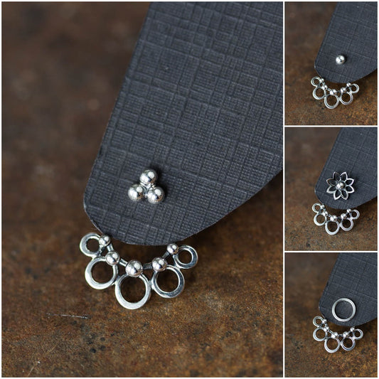 Circles and Dots, Handmade Silver Ear Jackets - jewelry by CookOnStrike