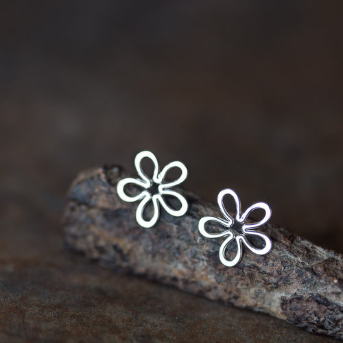 Dainty Sterling Silver Flower Stud Earrings, Simple Daisy - jewelry by CookOnStrike