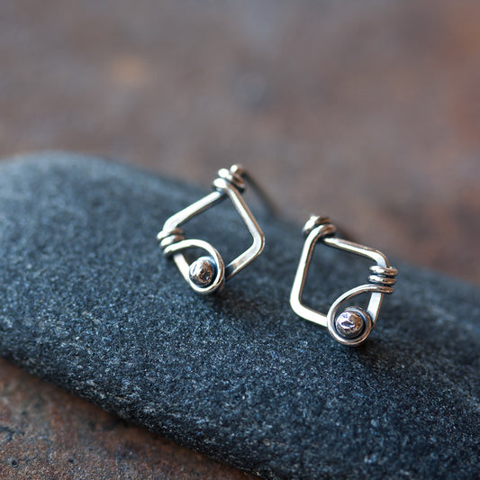 Small Unique Silver Stud Earrings - jewelry by CookOnStrike