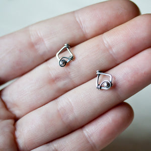 Small Unique Silver Stud Earrings - jewelry by CookOnStrike