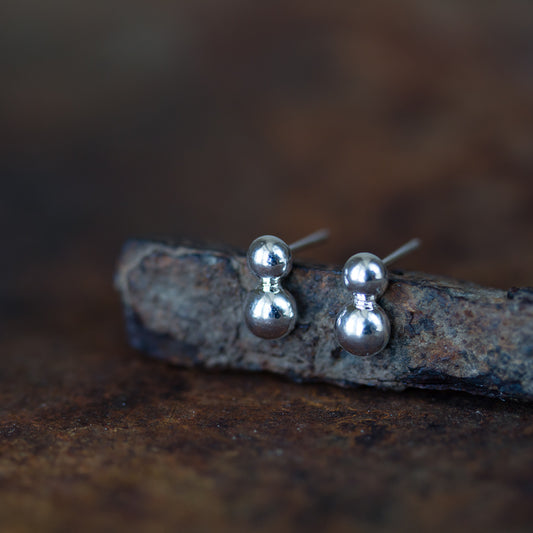 Elegant Double Dot Stud Earrings, Sterling Silver - jewelry by CookOnStrike