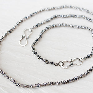 SET: Sterling Silver Chain Necklace and Bracelet - jewelry by CookOnStrike